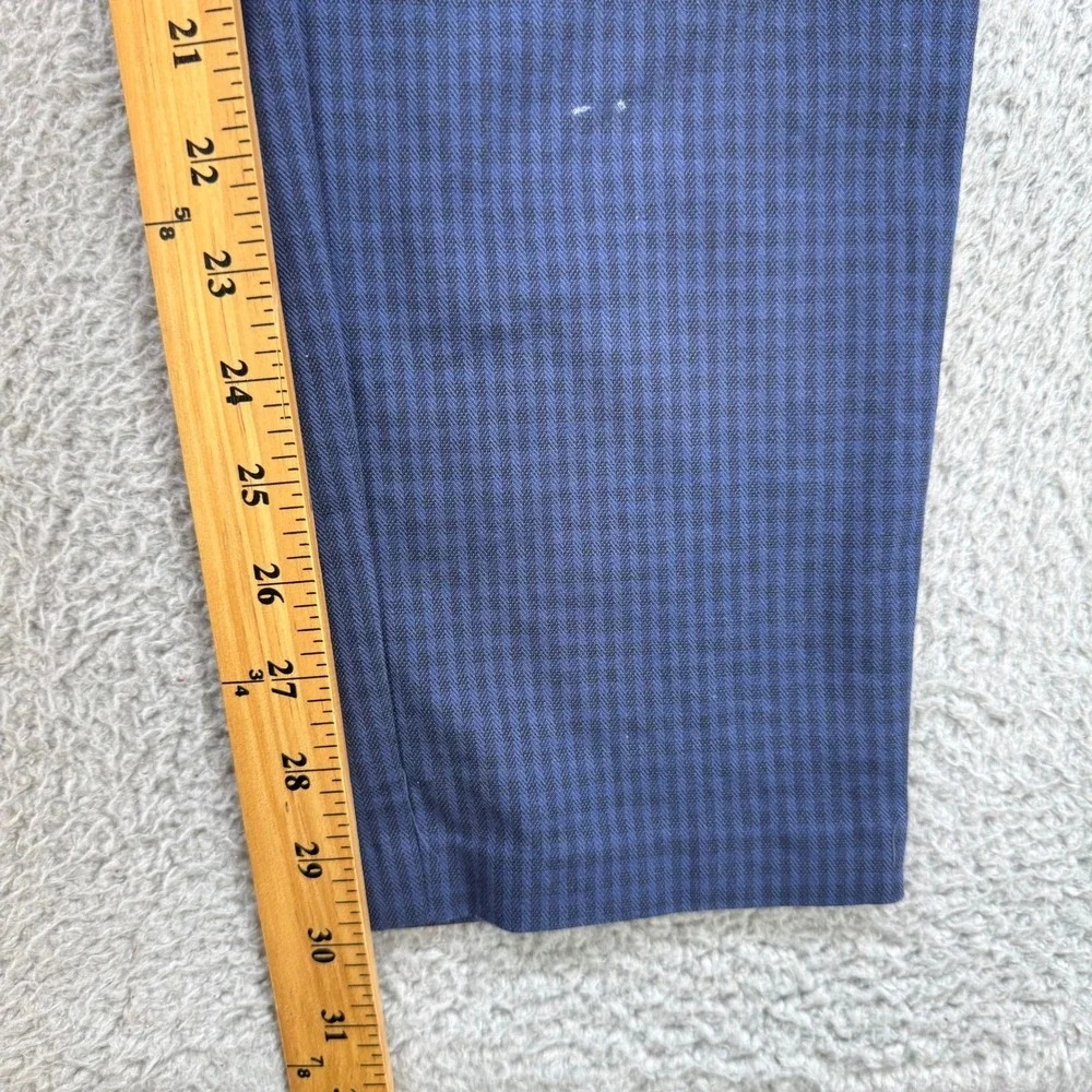 Banana Republic Slim Tapered Blue Micro Check Stretch Pants Mens 35x30 Workwear